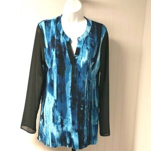 Simply Vera Vera Wang Tunic Blouse Long Sleeve V-neck Top Size M